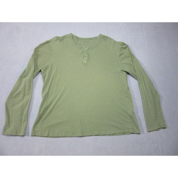 All Saints Other - AllSaints Shirt Mens XL Green Henley Neck Raw Hem Bodega Slim Fit Olive